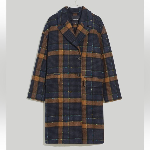 Madewell Jackets & Blazers - MADEWELL Elmcourt Coat Insuluxe Fabric Navy Buffalo Plaid Size S. NEW! MSRP$388